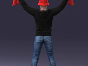 000326 Cheering Fan with Scarf 1212 3D Model