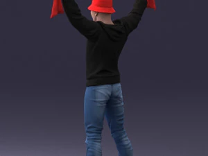 000326 Cheering Fan with Scarf 1212 3D Model