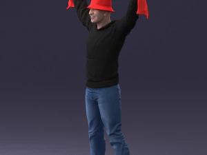 000326 Cheering Fan with Scarf 1212 3D Model
