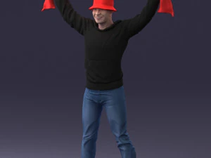 000326 Cheering Fan with Scarf 1212 3D Model