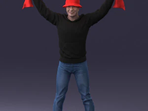 000326 Cheering Fan with Scarf 1212 3D Model