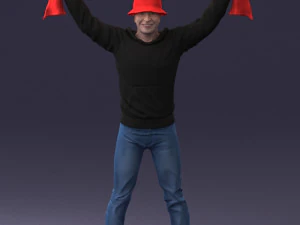 000326 Cheering Fan with Scarf 1212 3D Model
