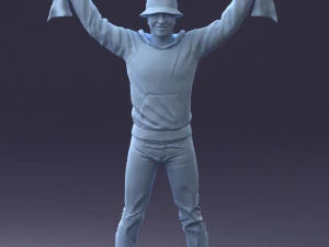 000326 Cheering Fan with Scarf 1212 3D Model