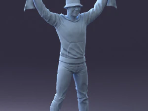 000326 Cheering Fan with Scarf 1212 3D Model