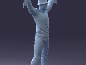 000326 Cheering Fan with Scarf 1212 3D Model
