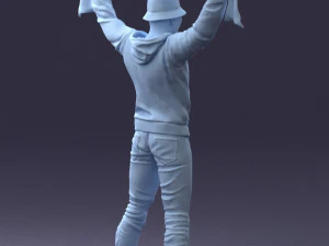 000326 Cheering Fan with Scarf 1212 3D Model