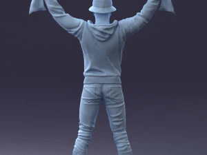 000326 Cheering Fan with Scarf 1212 3D Model