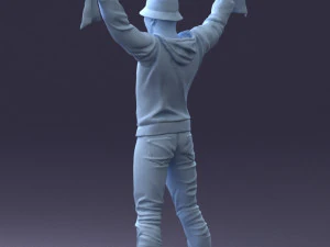 000326 Cheering Fan with Scarf 1212 3D Model