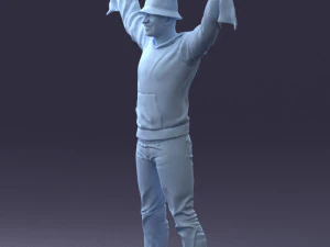 000326 Cheering Fan with Scarf 1212 3D Model