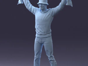 000326 Cheering Fan with Scarf 1212 3D Model