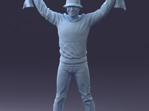 000326 Cheering Fan with Scarf 1212 3D Model
