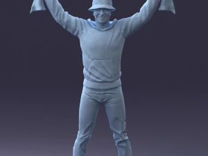 000326 Cheering Fan with Scarf 1212 3D Model