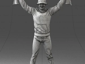 000326 Cheering Fan with Scarf 1212 3D Model