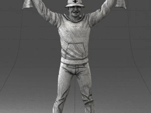 000326 Cheering Fan with Scarf 1212 3D Model