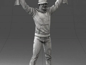000326 Cheering Fan with Scarf 1212 3D Model