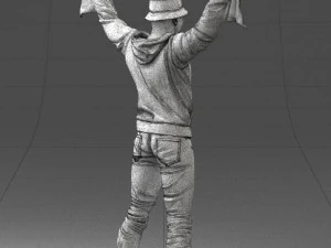 000326 Cheering Fan with Scarf 1212 3D Model