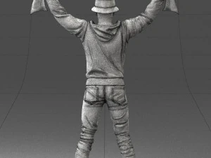 000326 Cheering Fan with Scarf 1212 3D Model