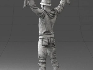 000326 Cheering Fan with Scarf 1212 3D Model