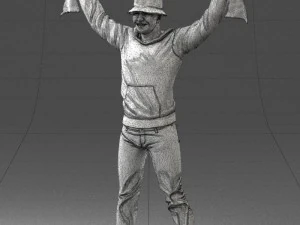 000326 Cheering Fan with Scarf 1212 3D Model