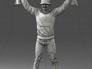 000326 Cheering Fan with Scarf 1212 3D Model