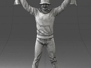 000326 Cheering Fan with Scarf 1212 3D Model