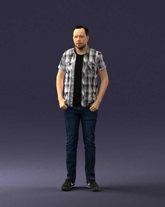 man in a plaid shirt 1202 3D Model .c4d .max .obj .3ds .fbx .stl .blend 