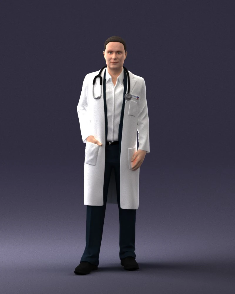 000321 Male Doctor in White Lab Coat 1121 3D Model .c4d .max .obj .3ds .fbx .stl .blend 
