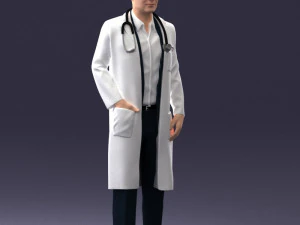 000321 Male Doctor in White Lab Coat 1121 3D Model