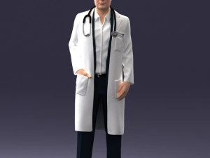000321 M&eacute;dico Masculino com Jaleco Branco 1121 3dp Modelo de Impressão 3D