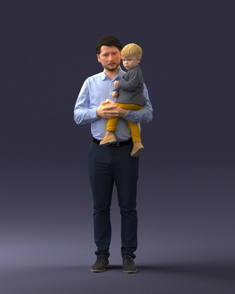000324 Father Holding Child 1206 3dp 3D Print Model .c4d .max .obj .3ds .fbx .stl .blend 