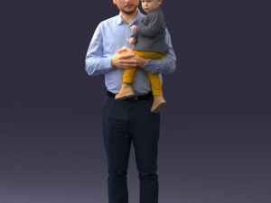 000324 Padre tiene in braccio il bambino 1206 3dp Modello di stampa 3D