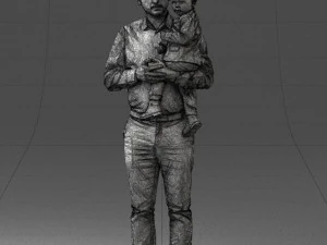 000324 Father Holding Child 1206 3dp 3D Print Model