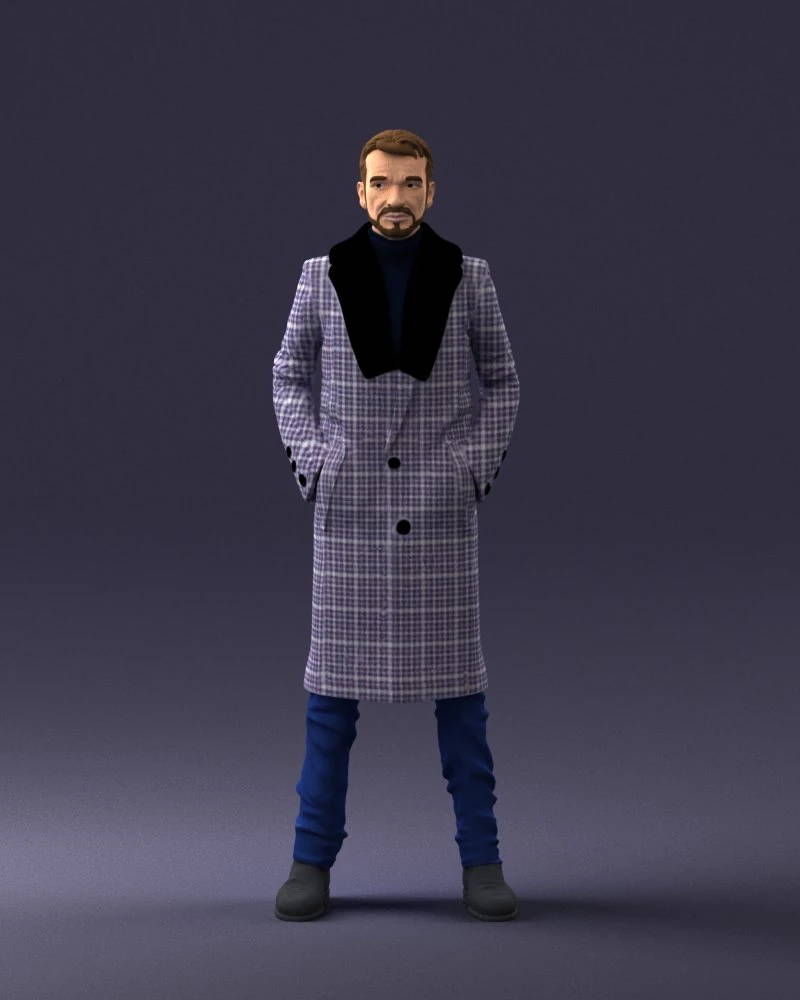 000204 Elegant Man in Long Coat 1119 3dp 3D Print Model .c4d .max .obj .3ds .fbx .stl .blend