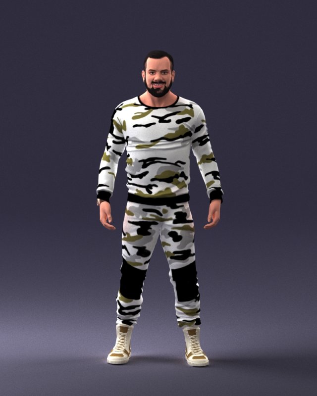 man in camouflage 1203 3d print ready Modello di stampa 3D .c4d .max .obj .3ds .fbx .stl .blend 