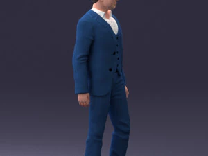 000233 Man in Stylish Three-Piece Suit 1217 3D Model