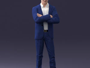 000234 Man in Blue Suit Crossed Arms Pose 1217 3dp 3D Print Model