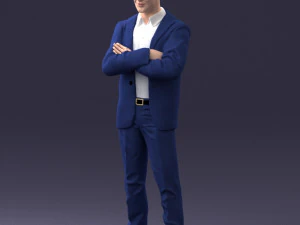 000234 Man in Blue Suit Crossed Arms Pose 1217 3dp 3D Print Model