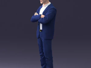 000234 Man in Blue Suit Crossed Arms Pose 1217 3dp 3D Print Model