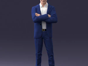 000234 Man in Blue Suit Crossed Arms Pose 1217 3dp 3D Print Model