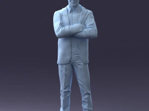 000234 Man in Blue Suit Crossed Arms Pose 1217 3dp 3D Print Model