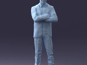 000234 Man in Blue Suit Crossed Arms Pose 1217 3dp 3D Print Model