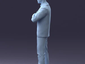 000234 Man in Blue Suit Crossed Arms Pose 1217 3dp 3D Print Model
