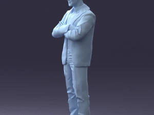 000234 Man in Blue Suit Crossed Arms Pose 1217 3dp 3D Print Model