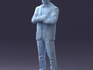000234 Man in Blue Suit Crossed Arms Pose 1217 3dp 3D Print Model