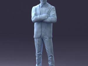 000234 Man in Blue Suit Crossed Arms Pose 1217 3dp 3D Print Model