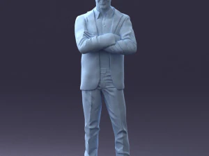 000234 Man in Blue Suit Crossed Arms Pose 1217 3dp 3D Print Model