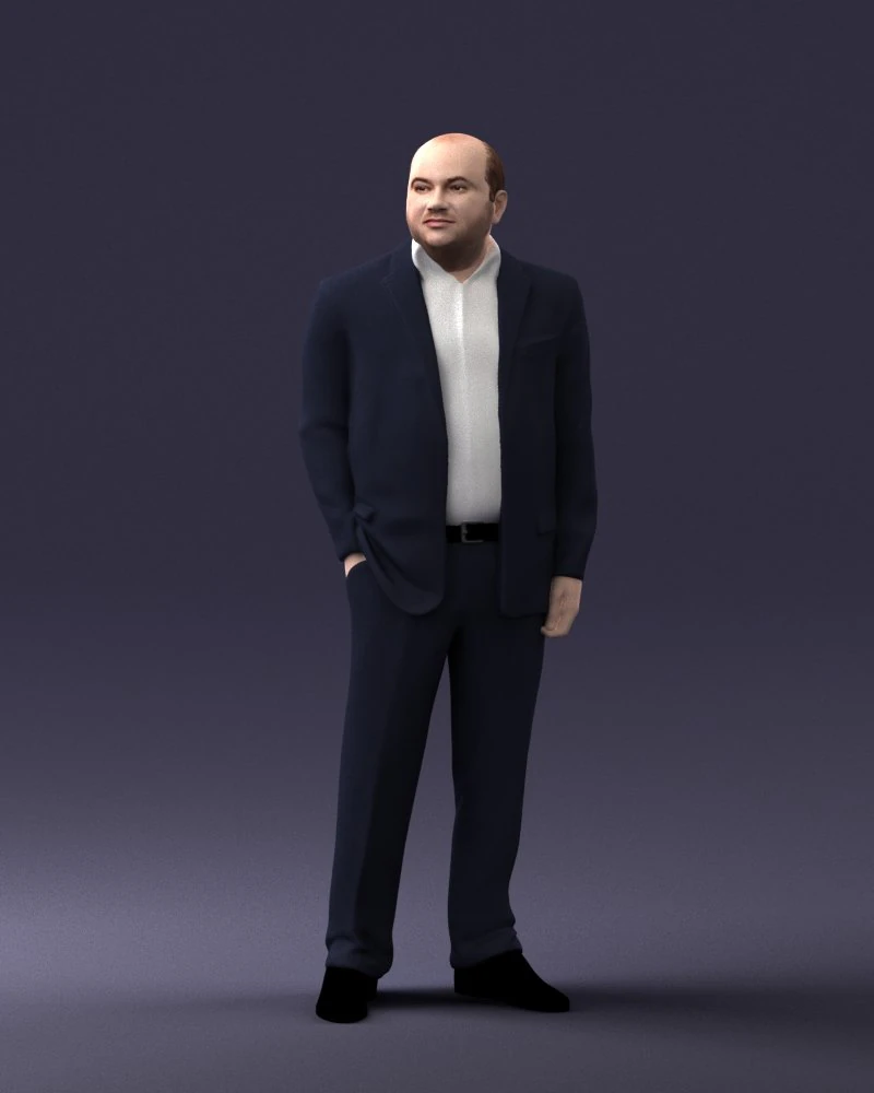 000271 Middle-Aged Man in Suit 0614 3D Model .c4d .max .obj .3ds .fbx .stl .blend 