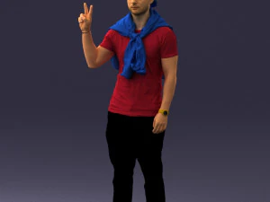 000273 Young Man in Casual Outfit Making Peace Sign 0619 3dp 3D Print Model