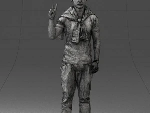 000273 Young Man in Casual Outfit Making Peace Sign 0619 3dp 3D Print Model