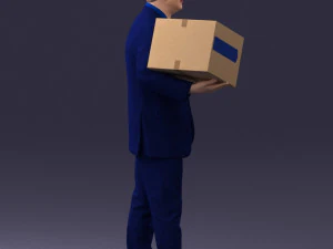 000274 Businessman Holding a Box 0627 3D Model